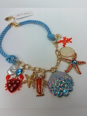 BETSEY JOHNSON Mermaid Jewels Sea Life Revival Charm Necklace NEW NWT